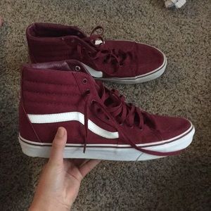 Maroon vans sk8 hi high tops